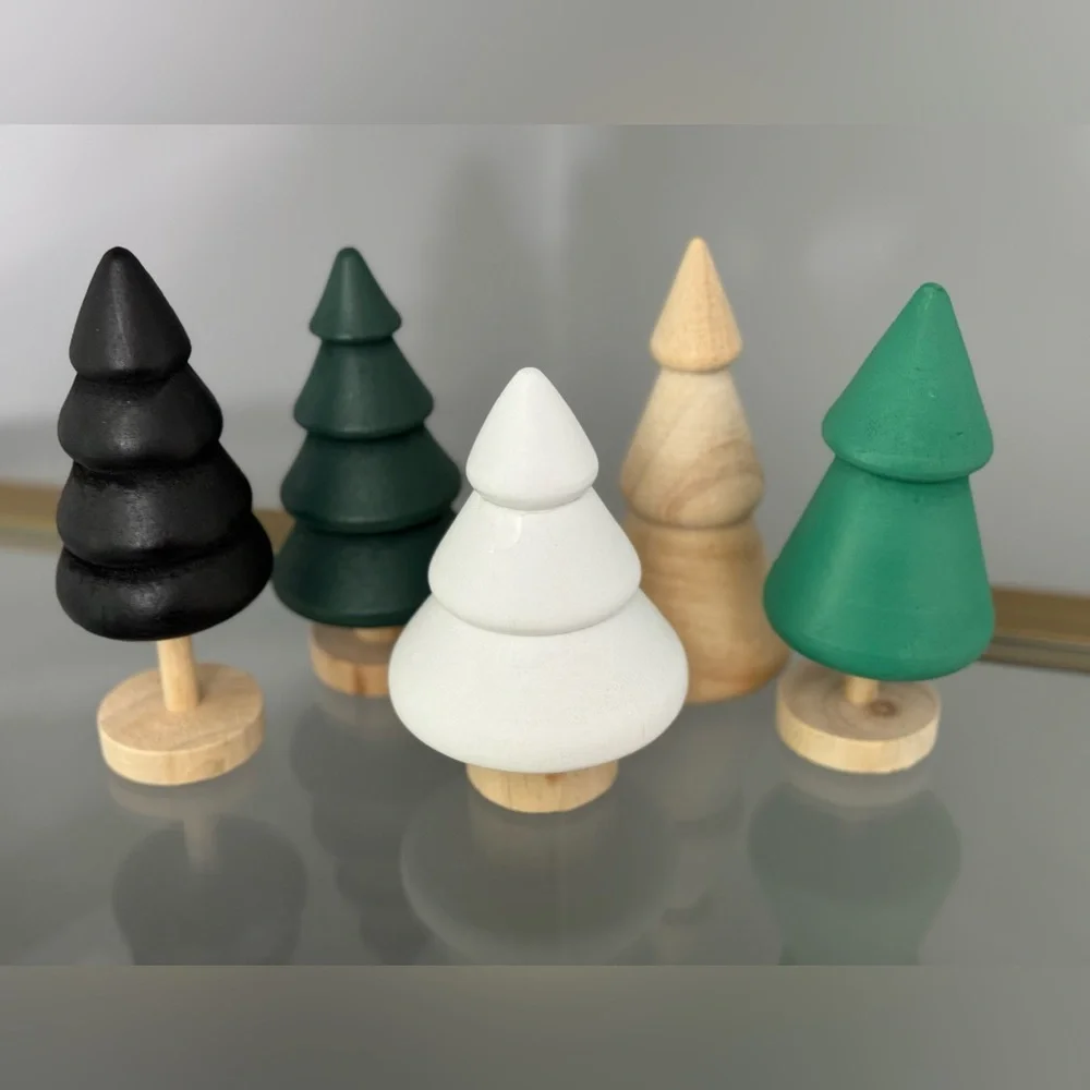 Set of 5 Target BP Wooden Christmas Trees